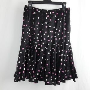 ECI Skirts - 100% Silk Pretty Pink & Black Polka Dot Skirt ECI Skirts - 100% Silk Pretty Pink & Black Polka Dot Skirt